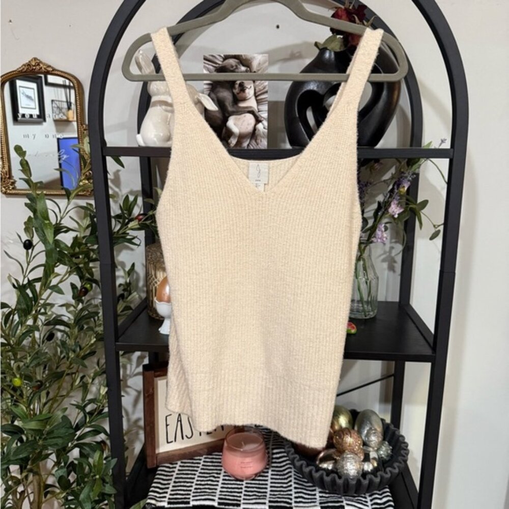 Joie Cream Ribbed Fitted sweater Tank Top size large